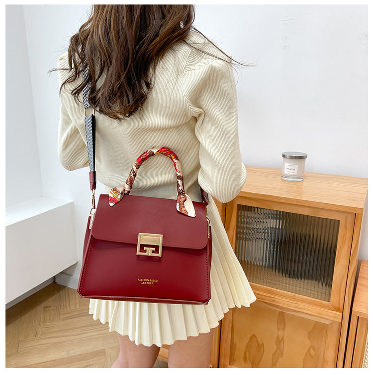 DIY PU Leather Tote Bag Kit for Beginners – Handmade Shoulder & Crossbody Handbag with Video Tutorial, Pre-Cut Materials, Brown/Red White/Red