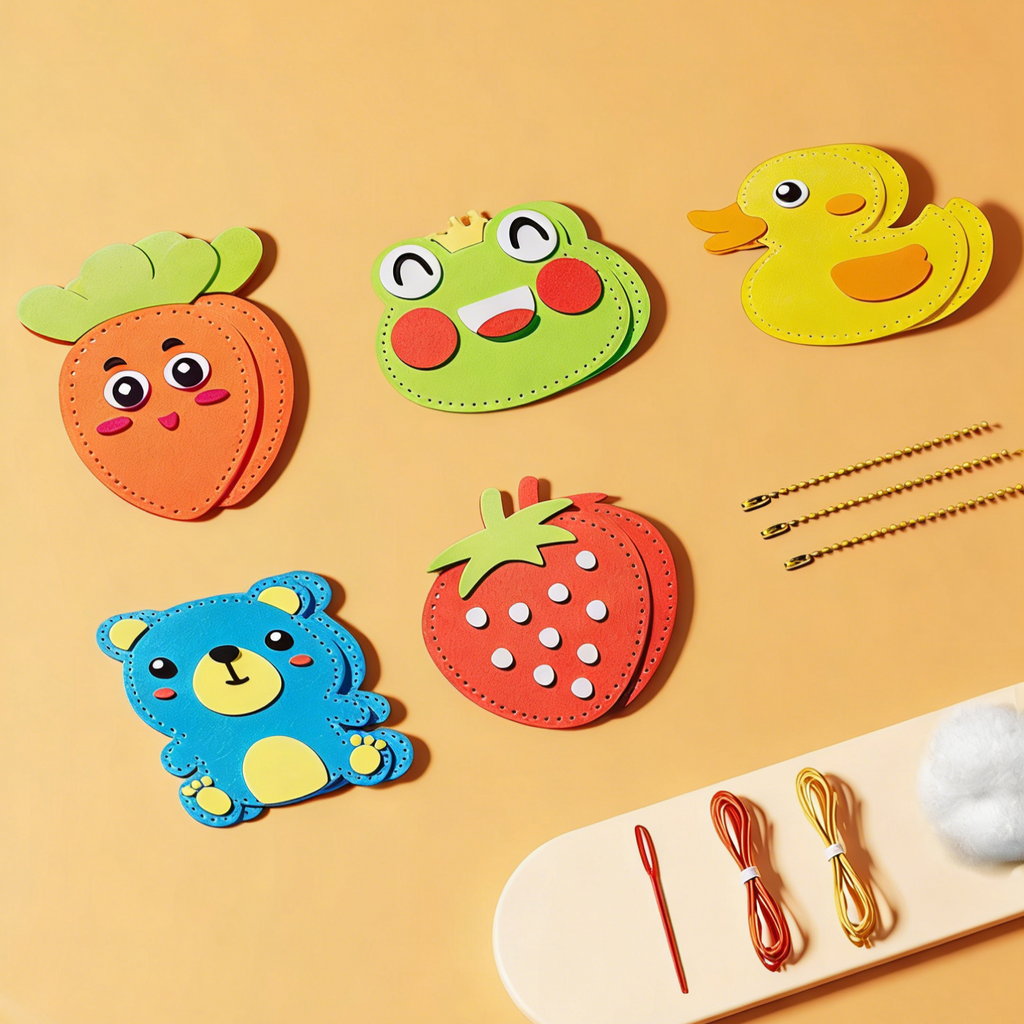 DIY Felt Doll Keychain Craft Kit for Kids – Handmade Sewing Activity Set with 5 Random Designs & Video Tutorial