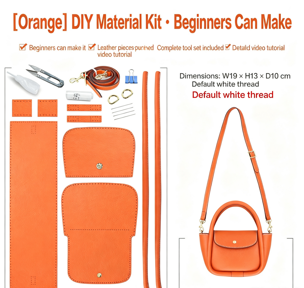 DIY Leather Crossbody Bag Kit – Beginner Handmade Genuine Cowhide Shoulder Bag