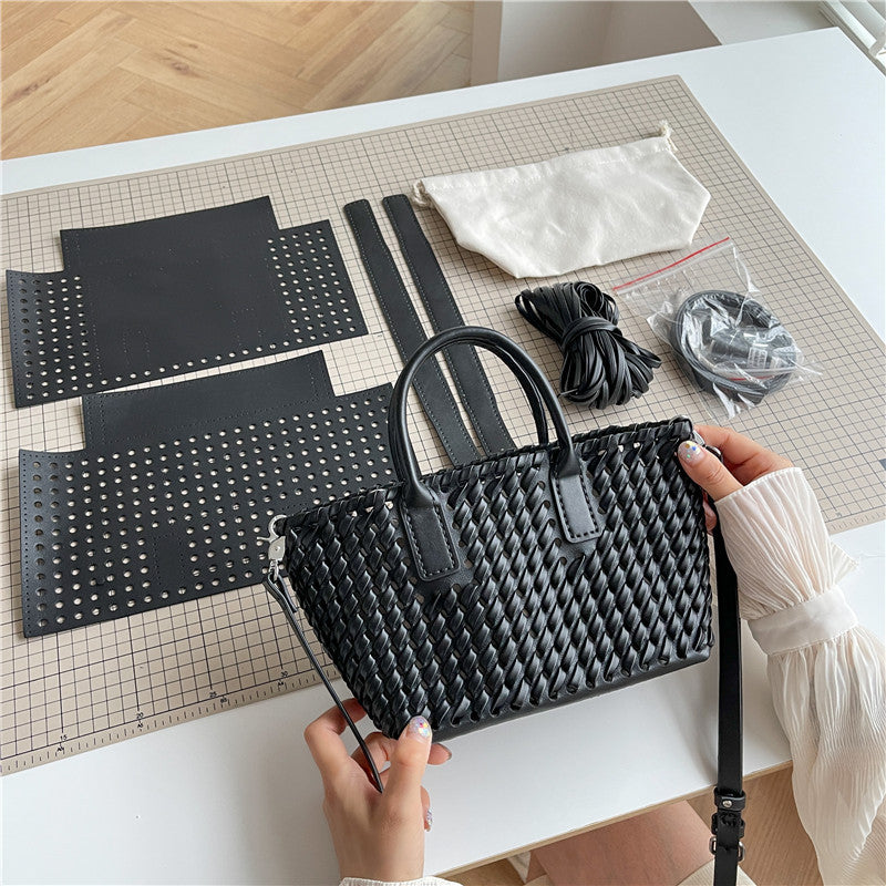 DIY Handmade PU Leather Tote Bag Kit for Beginners | Easy Sewing Crossbody Shoulder Handbag with Video Tutorial Gift Set