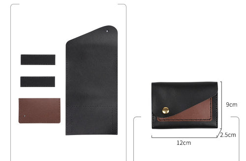 DIY Color Block Genuine Leather Card Wallet Sewing Kit, Multi Color Handmade Mini Card Holder Craft Gift