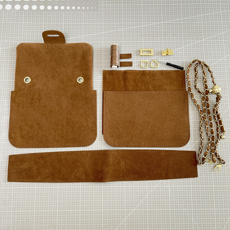DIY Shoulder Bag Sewing Kit for Beginners – Handmade PU Leather Crossbody Handbag Kit with Pre-Cut Materials & Video Tutorial