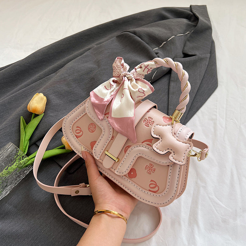 DIY PU Leather Shoulder Bag Kit for Beginners – Handmade Pink Handbag Sewing Kit with Pre-Cut Materials & Video Tutorial