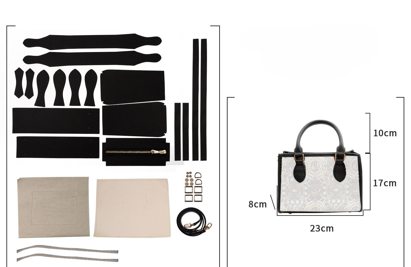 DIY Patchwork Tote Bag Kit | Genuine Leather & Microfiber Handmade Shoulder Bag Craft Set for Beginners