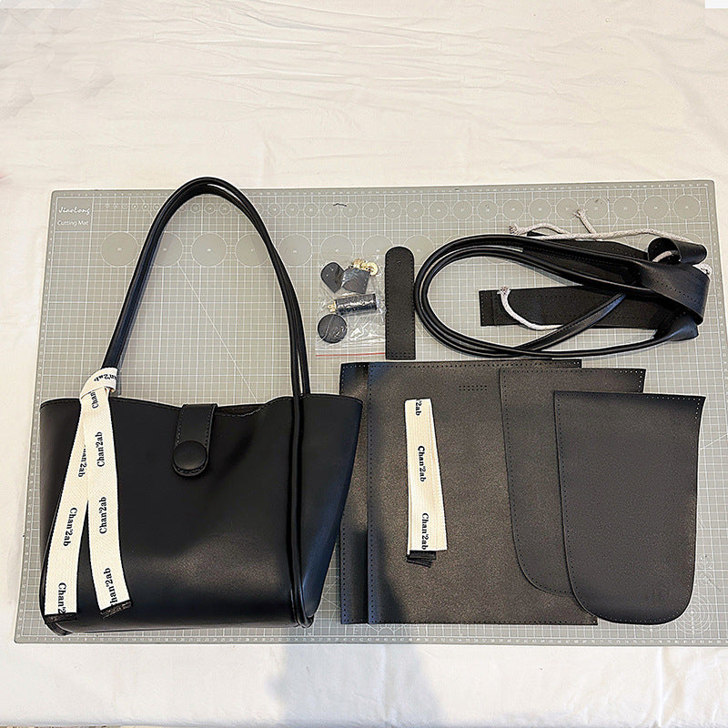 DIY Large PU Tote Bag Kit – Beginner-Friendly 8-Minute Handmade Craft Set | Pre-Cut Materials | Stylish Handheld & Shoulder Bag Gift for Women
