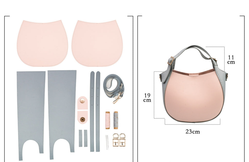 DIY Leather Bucket Bag Kit – Handmade Crossbody Shoulder Bag Craft Set for Beginners with Video Tutorial