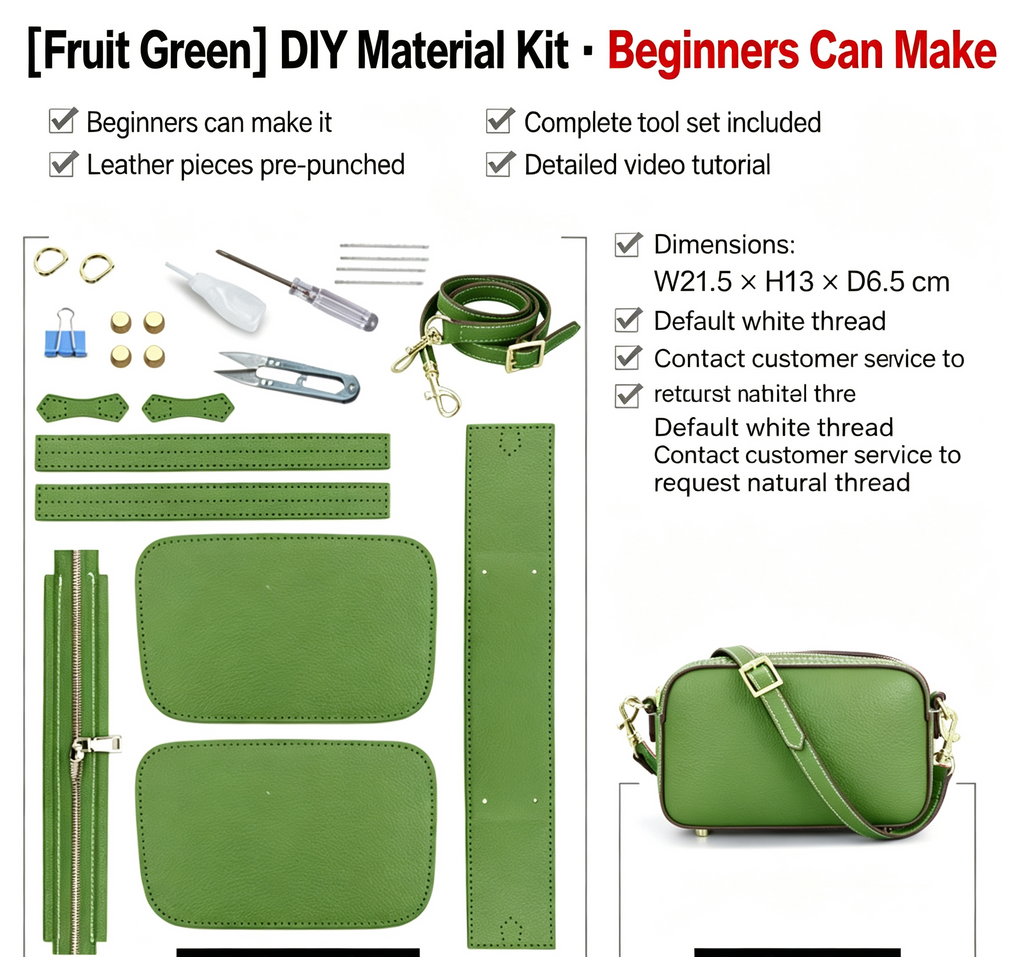 DIY Leather Crossbody Bag Kit – Beginner Handmade Shoulder Bag Making Kit