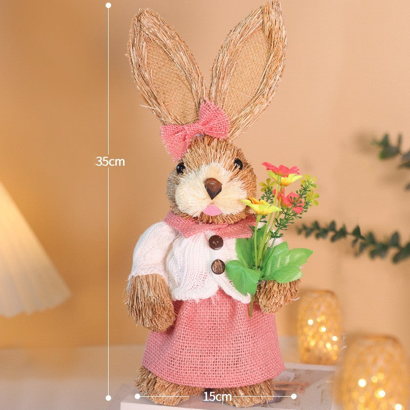 DIY Straw Bunny Craft Kit | Handmade Woven Rabbit Family Set | Spring Easter Home Decor & Mother’s Day Creative Gift