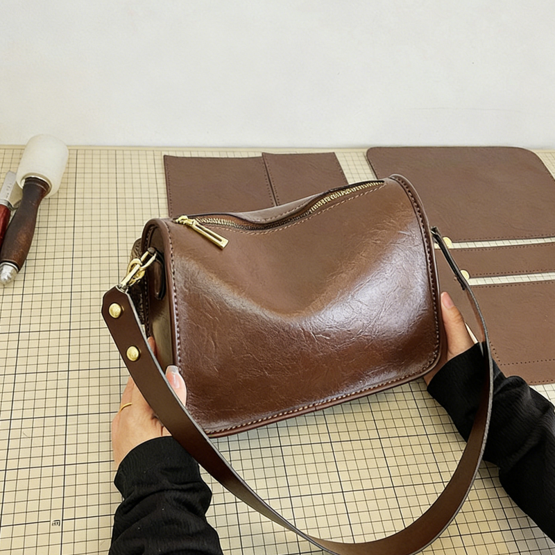 DIY PU Shoulder Bag Kit – Beginner-Friendly 8-Minute Handmade Craft Set | Pre-Cut Materials | Crossbody / Handbag / Tote Gift for Women