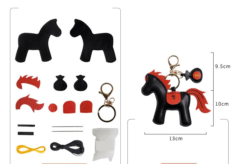 DIY Leather Horse Keychain Kit – Handmade Genuine Leather Craft Set with Video Tutorial (Multicolor)