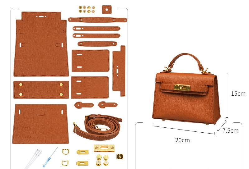 DIY Leather Handbag Kit | Beginner-Friendly Genuine Cowhide Handheld & Shoulder Bag Craft Set with Video Tutorial