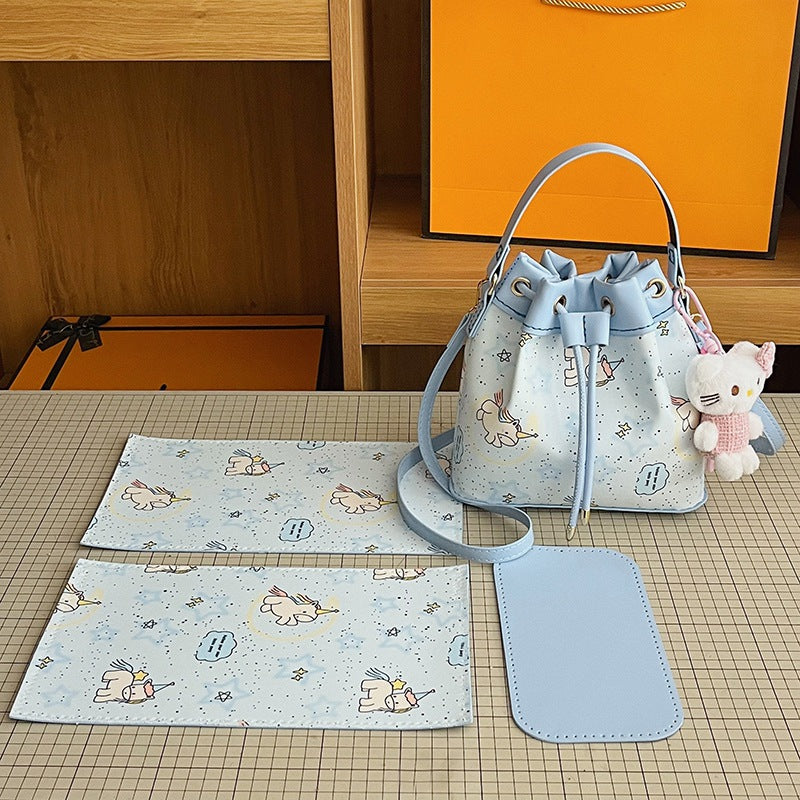 DIY Drawstring Bucket Bag Kit for Beginners – Cute PU Leather Crossbody Purse Making Set with Video Tutorial