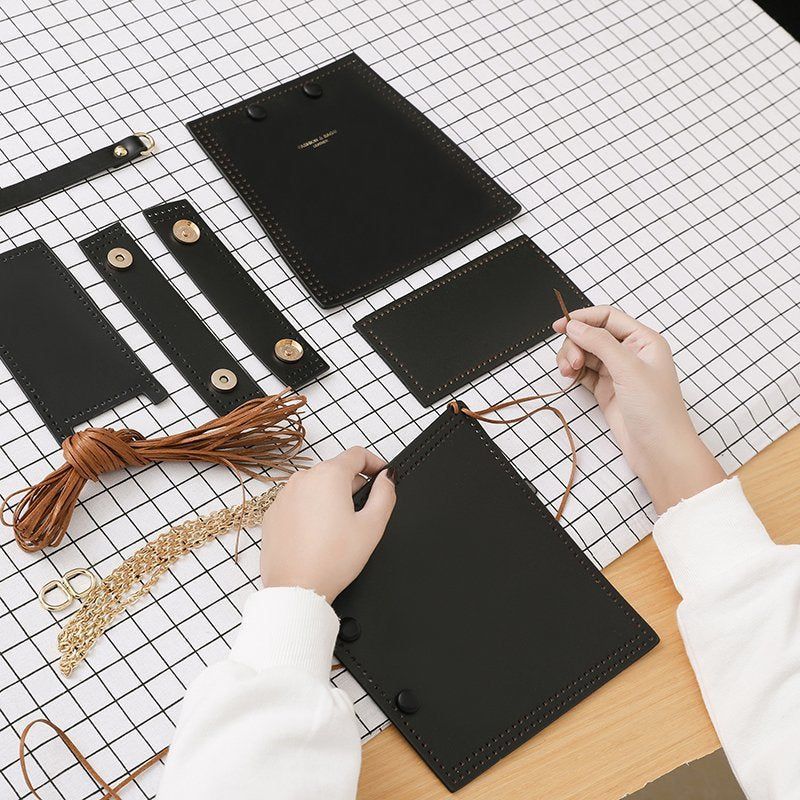 DIY PU Leather Shoulder Bag Kit – Handmade Crossbody Tote Bag Craft Kit for Beginners with Video Tutorial (Large Capacity)