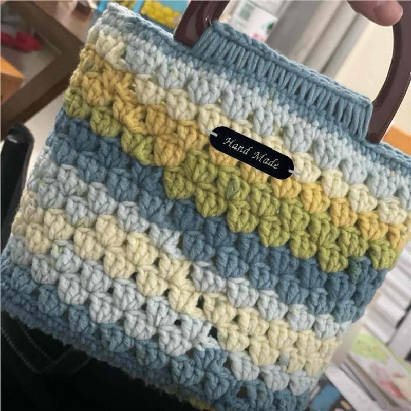 DIY Crochet Tote Bag Kit – Handmade Cotton Yarn Handbag Craft Set for Beginners with Video Tutorial