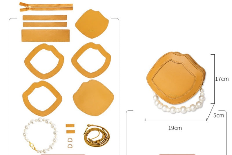 DIY Handmade Leather Handbag Kit – Beginner Craft Set with Pre-Cut Genuine Leather & Video Tutorial | Top Handle / Crossbody / Shoulder Bag