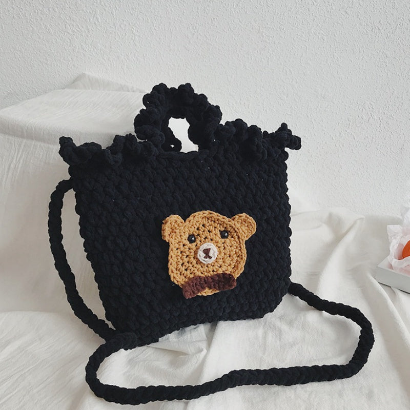 DIY Crochet Animal Shoulder Bag Kit for Beginners – Handmade Bear & Fruit Crossbody Bag with Video Tutorial