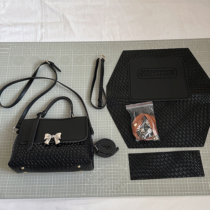 DIY PU Leather Handbag Kit for Beginners – Handmade Shoulder Bag Sewing Set with Video Tutorial, Crossbody Tote Craft Gift