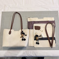 DIY PU Leather Tote Bag Kit for Beginners – Handmade Shoulder Handbag with Video Tutorial, Pre-Cut Materials, Khaki/White/Brown/Black