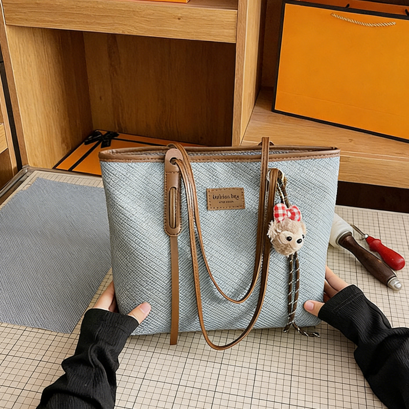 DIY Large PU Leather Tote Bag Kit for Beginners | Handmade Shoulder Handbag Sewing Kit with Video Tutorial