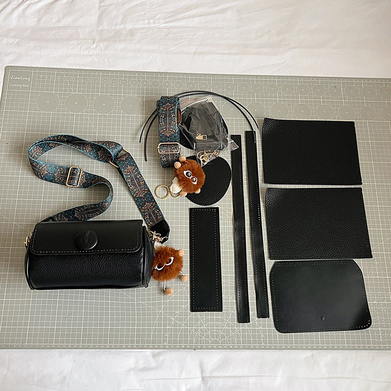 DIY PU Leather Crossbody Bag Kit for Beginners – Pre-Cut Shoulder Purse Sewing Craft Kit with Video Tutorial, Handmade Gift Bag