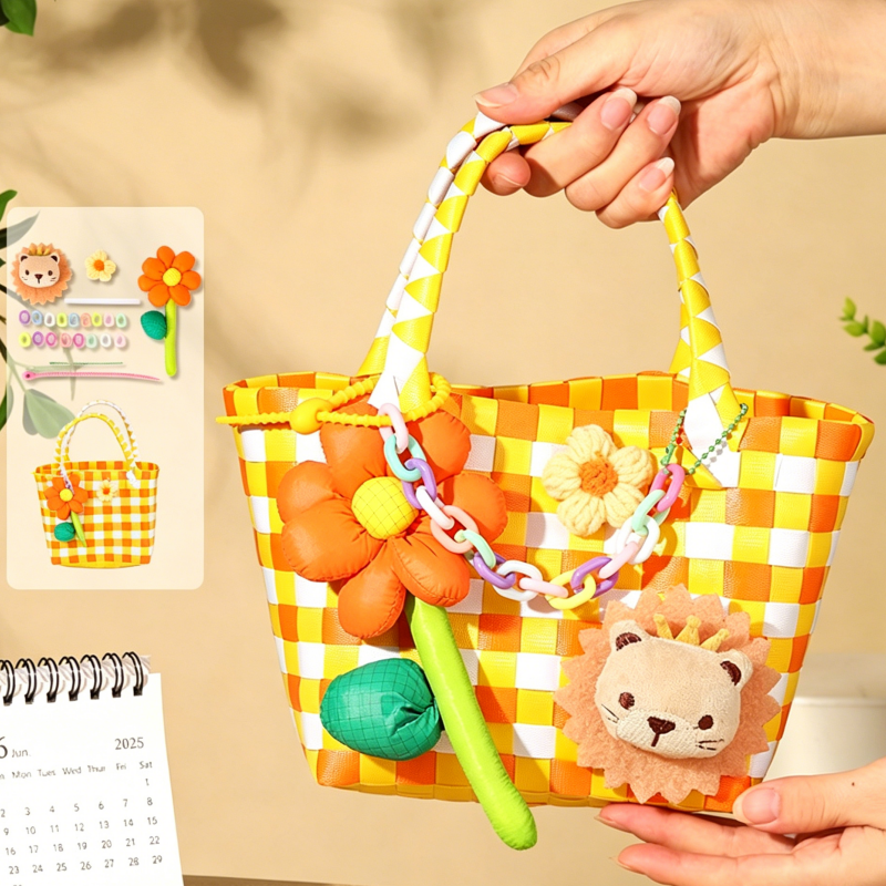 DIY Colorful Woven Tote Bag Kit for Mother’s Day | Handmade Handbag Craft Set with Pre-Cut Materials & Video Tutorial | Beginner Friendly Gift Bag