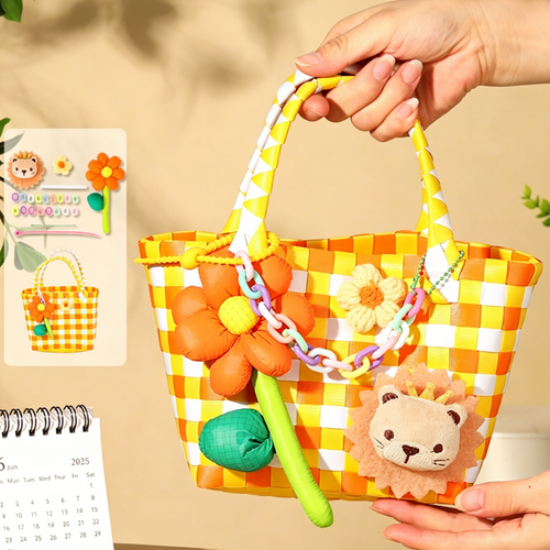 DIY Colorful Woven Tote Bag Kit for Mother’s Day | Handmade Handbag Craft Set with Pre-Cut Materials & Video Tutorial | Beginner Friendly Gift Bag