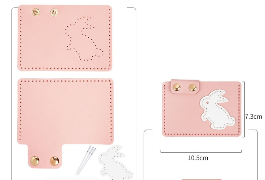 DIY Leather Bunny Wallet Kit – Handmade Colorful Leather Craft Wallet Set for Beginners