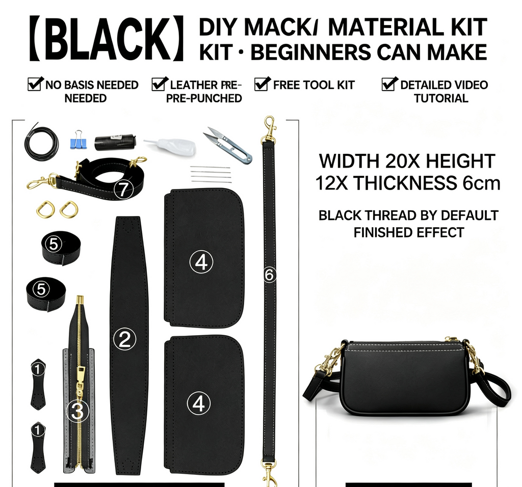 DIY Leather Envelope Bag Kit for Beginners – Mini Crossbody Shoulder Bag Making Kit