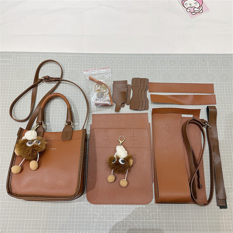 DIY PU Leather Handbag Kit for Beginners – Handmade Crossbody Tote Bag Sewing Kit with Adjustable Strap & Video Tutorial