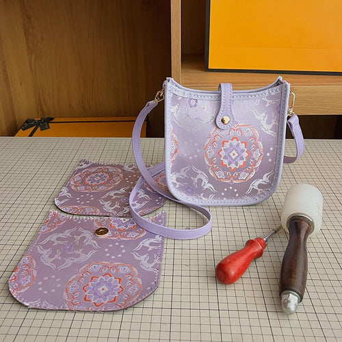 DIY Color Block PU Leather Shoulder Bag Kit | Vintage Crossbody Handbag Craft Set for Beginners with Video Tutorial