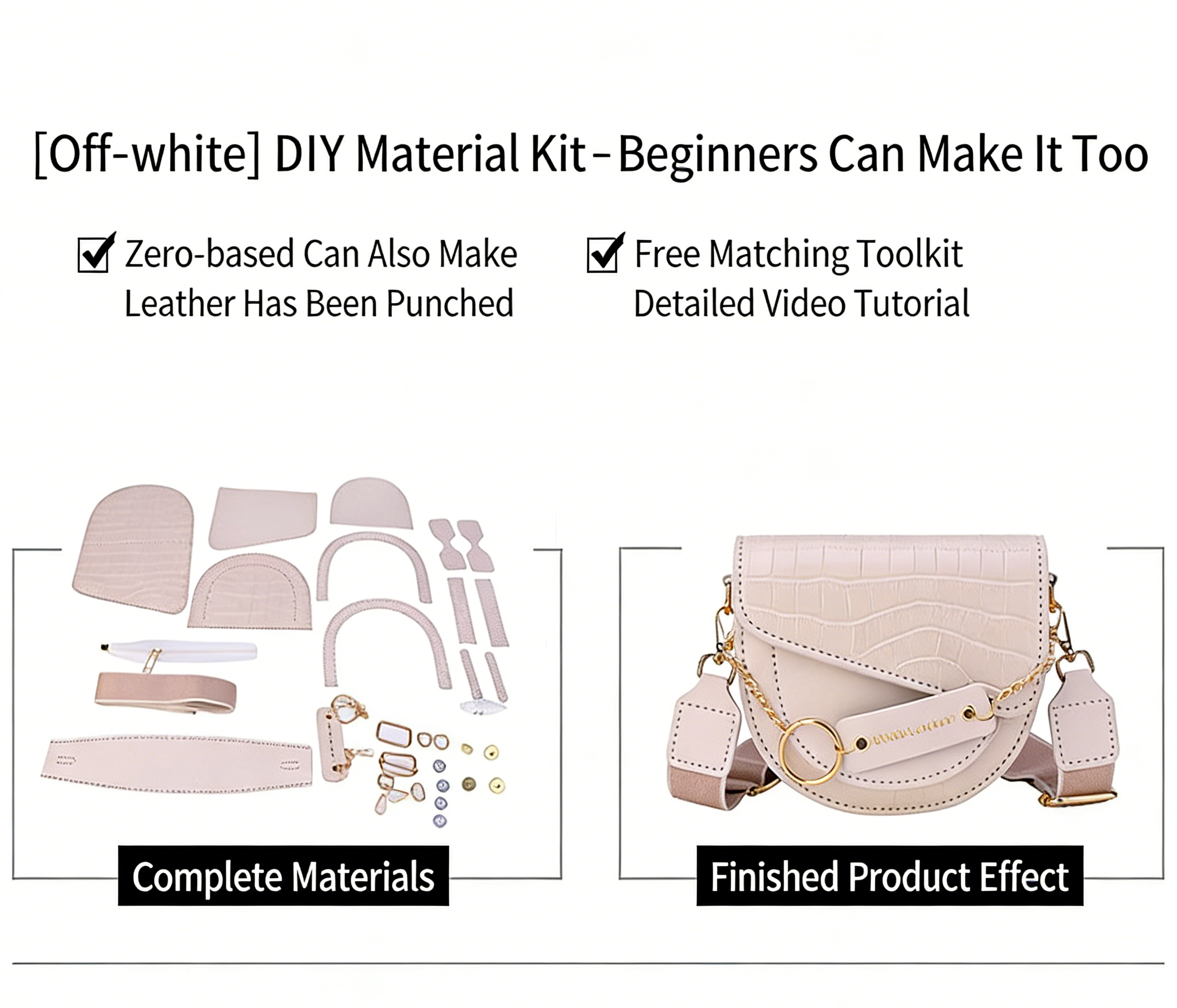 DIY PU Leather Shoulder Bag Kit for Beginners | Handmade Crossbody Purse Sewing Kit with Video Tutorial