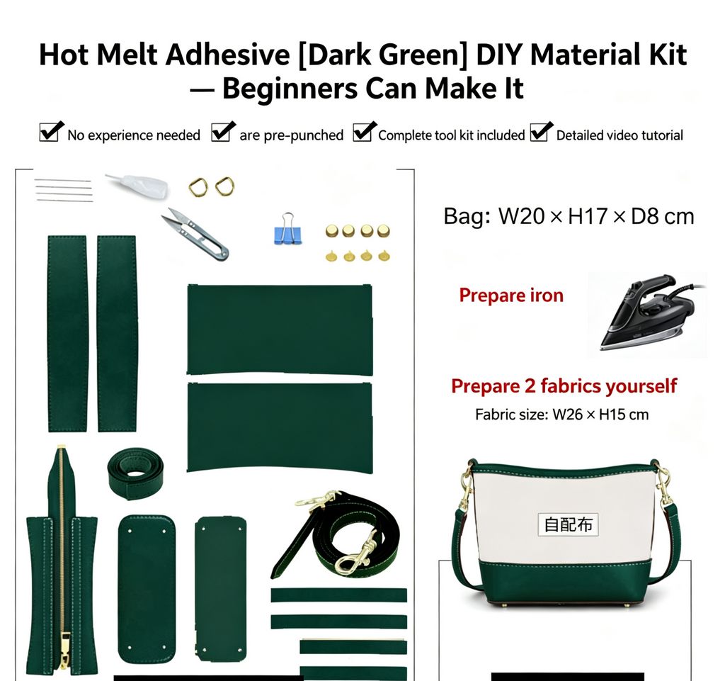 DIY Leather Crossbody Bag Kit – Beginner Top-Grain Cowhide Bag Making Kit