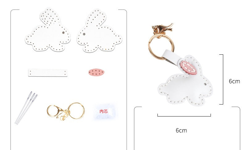 DIY Leather Bunny & Carrot Keychain Kit – Handmade Cute Animal Craft Set for Beginners