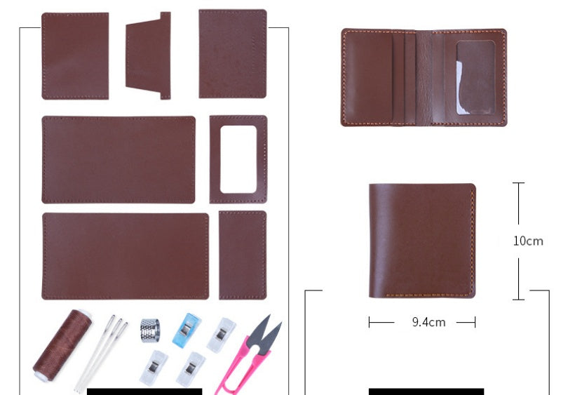 DIY Leather Wallet Kit for Beginners | Handmade Vertical Bi-Fold Cowhide Wallet Craft Set with Video Tutorial