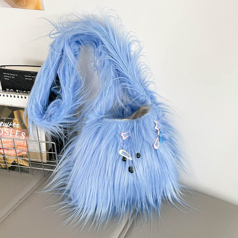 DIY Plush Crossbody Bag Kit for Beginners – Handmade Furry Shoulder Purse Sewing Kit with Pre-Cut Materials & Video Tutorial