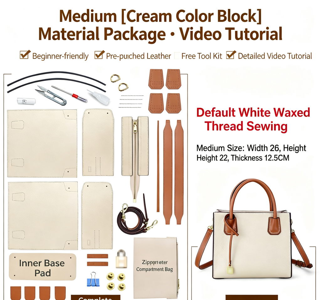 DIY Leather Bag Kit – Beginner Top-Grain Cowhide Crossbody & Shoulder Bag