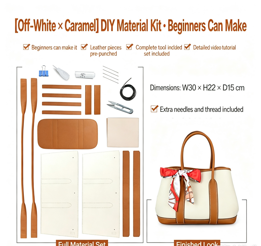 DIY Leather Handbag Kit – Beginner Top-Grain Cowhide Tote & Crossbody Bag
