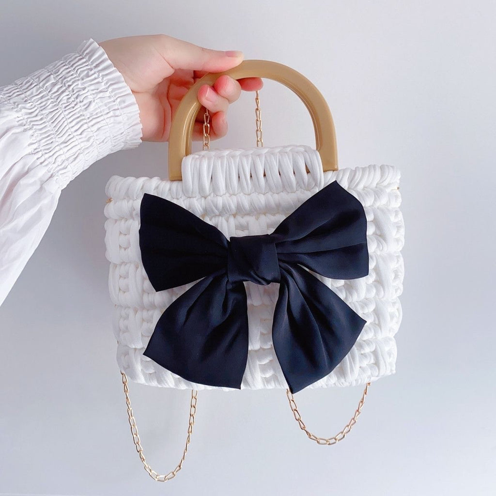 DIY Cotton Yarn Tote Bag Kit | Beginner-Friendly Crochet Weaving Handbag Set | Handmade Shoulder & Crossbody Craft Kit