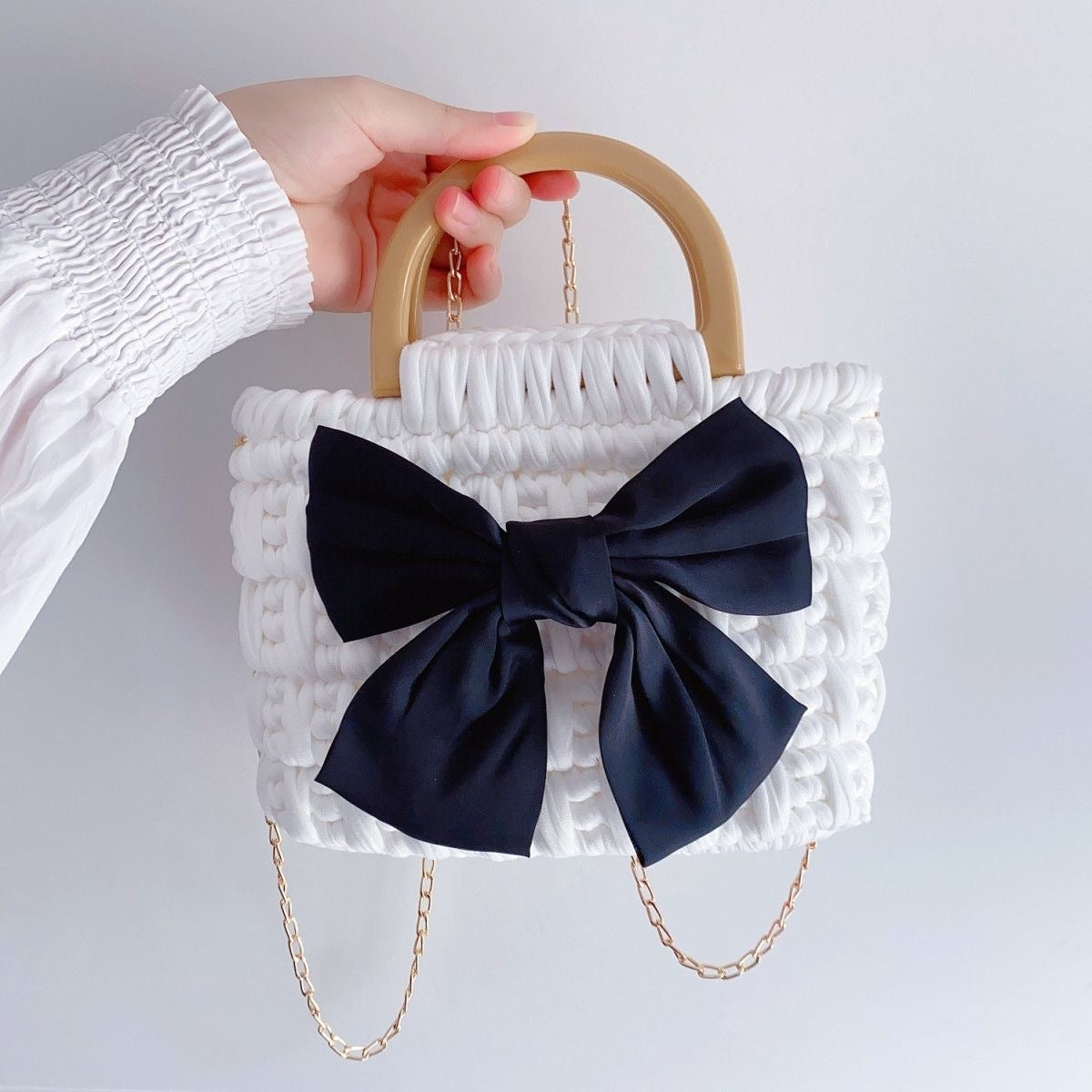 DIY Cotton Yarn Tote Bag Kit | Beginner-Friendly Crochet Weaving Handbag Set | Handmade Shoulder & Crossbody Craft Kit