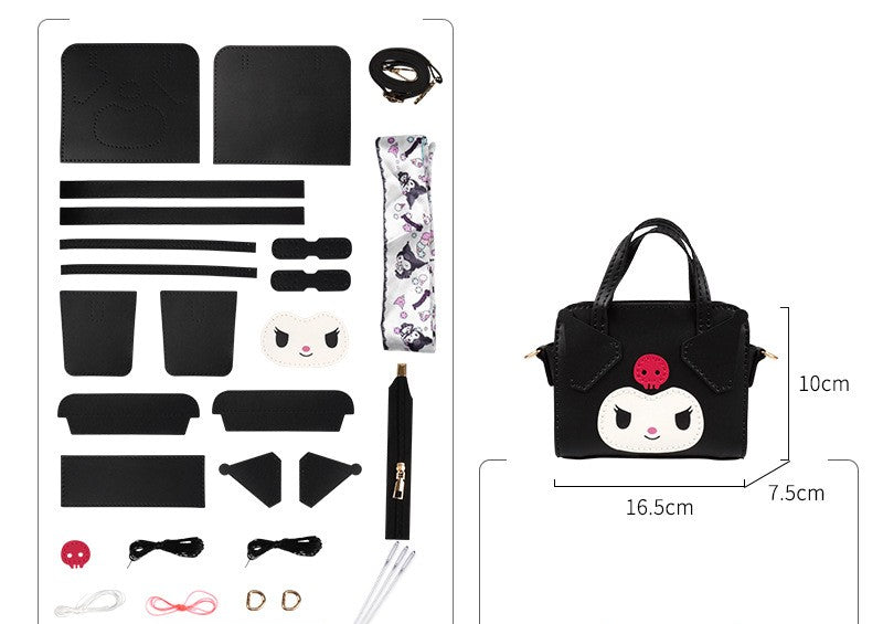 DIY Shoulder Bag Kit for Beginners – Pre-Cut PU Leather Handbag Craft Set with Video Tutorial, Crossbody Tote Purse Making Kit