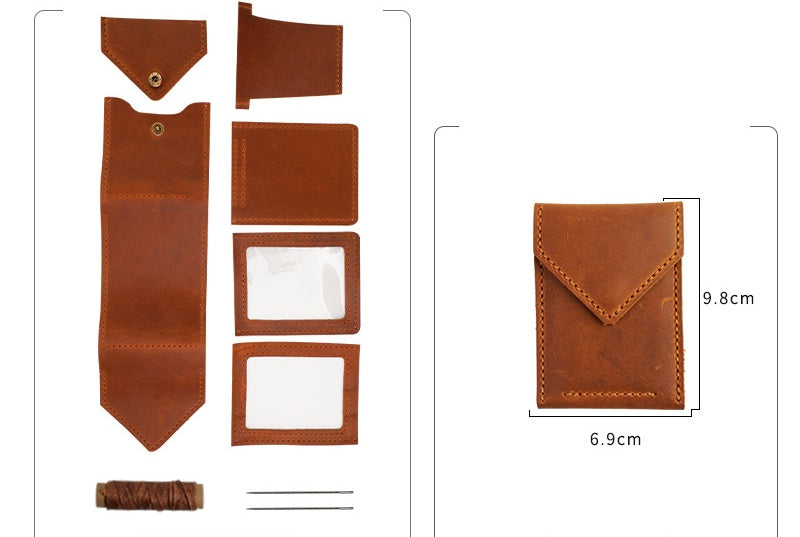 DIY Crazy Horse Leather Driver License Holder Kit | Handmade ID Card Wallet Craft Set for Beginners with Video Tutorial