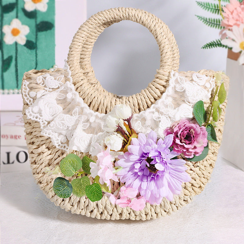 DIY Floral Straw Tote Bag Kit for Mother’s Day | Handmade Woven Handbag Craft Set with Artificial Flowers | Beginner Friendly 8-Minute DIY Gift Bag