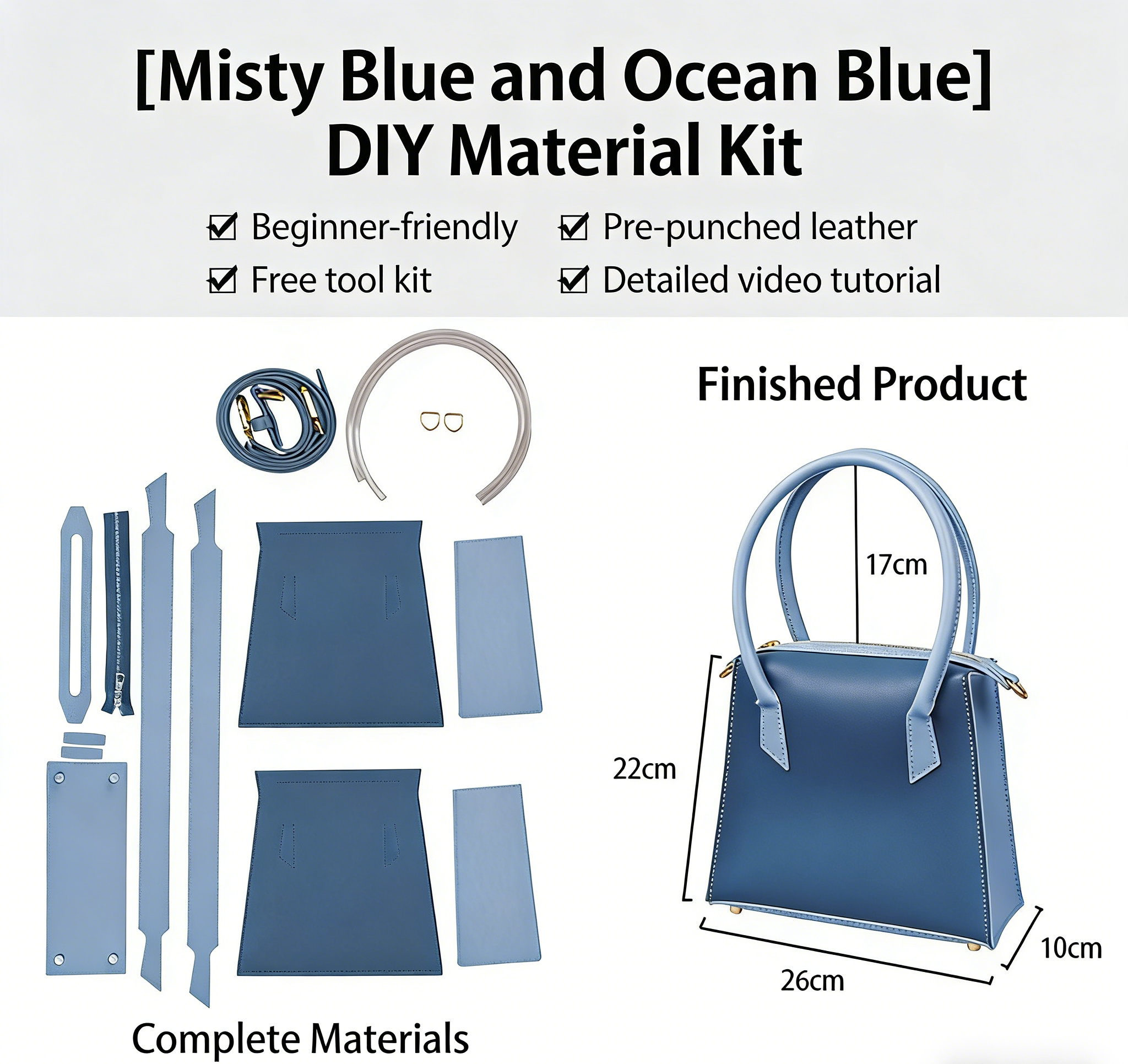 DIY Genuine Leather Crossbody Bag Kit – Handmade Cowhide Shoulder Bag Craft Set for Beginners with Video Tutorial (Daily Use, Multi Colors)