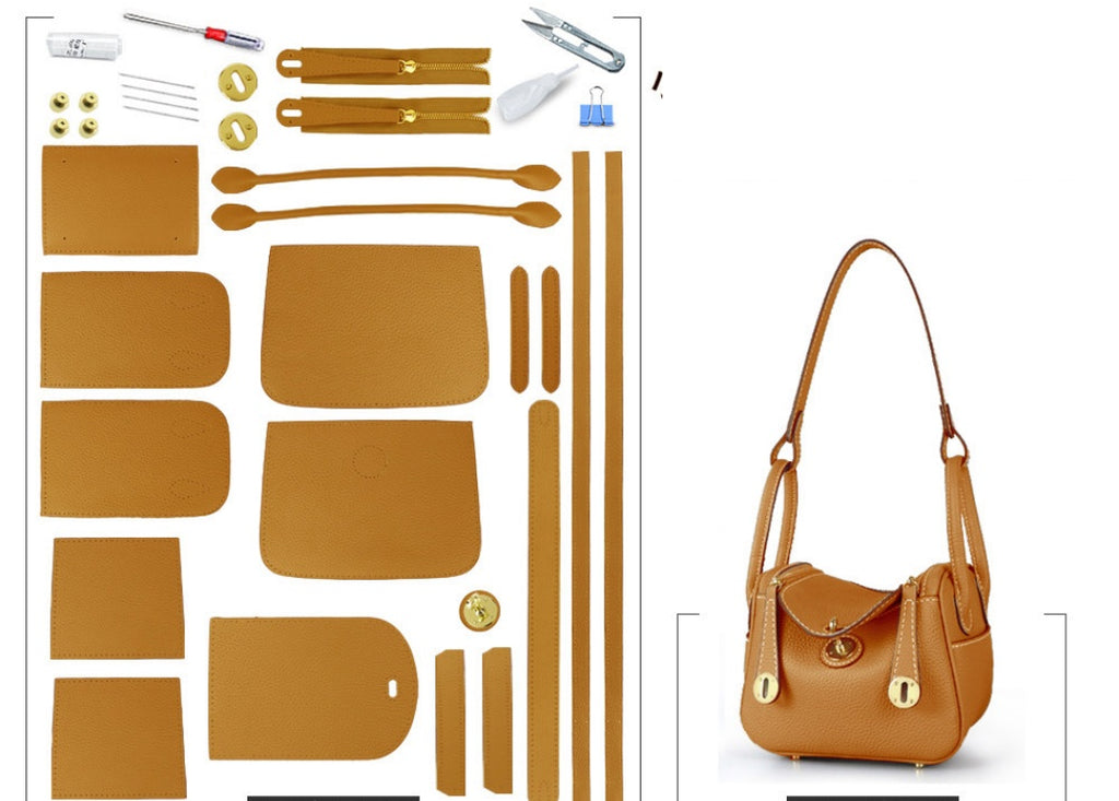DIY Leather Shoulder Bag Kit – Beginner Top-Grain Cowhide Handmade Handbag