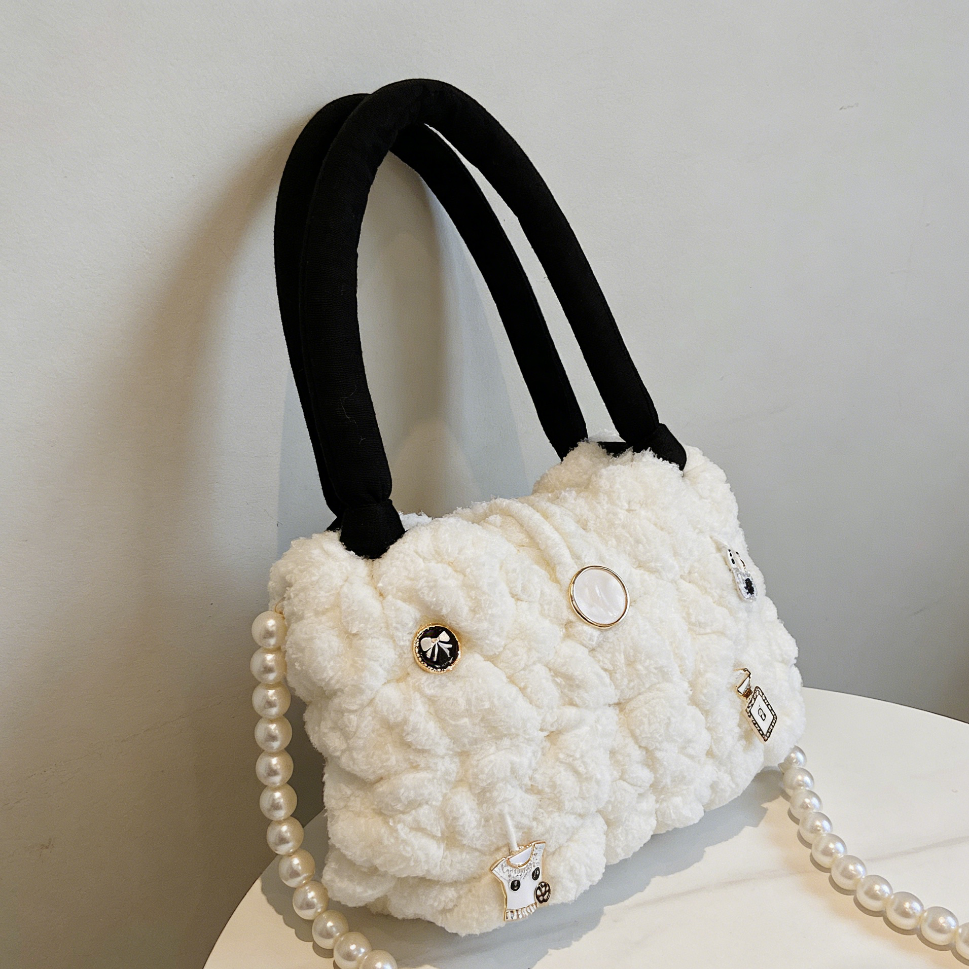 DIY Crochet Shoulder Bag Kit for Beginners – Handmade Cotton Yarn Crossbody Tote Bag Craft Kit with Video Tutorial