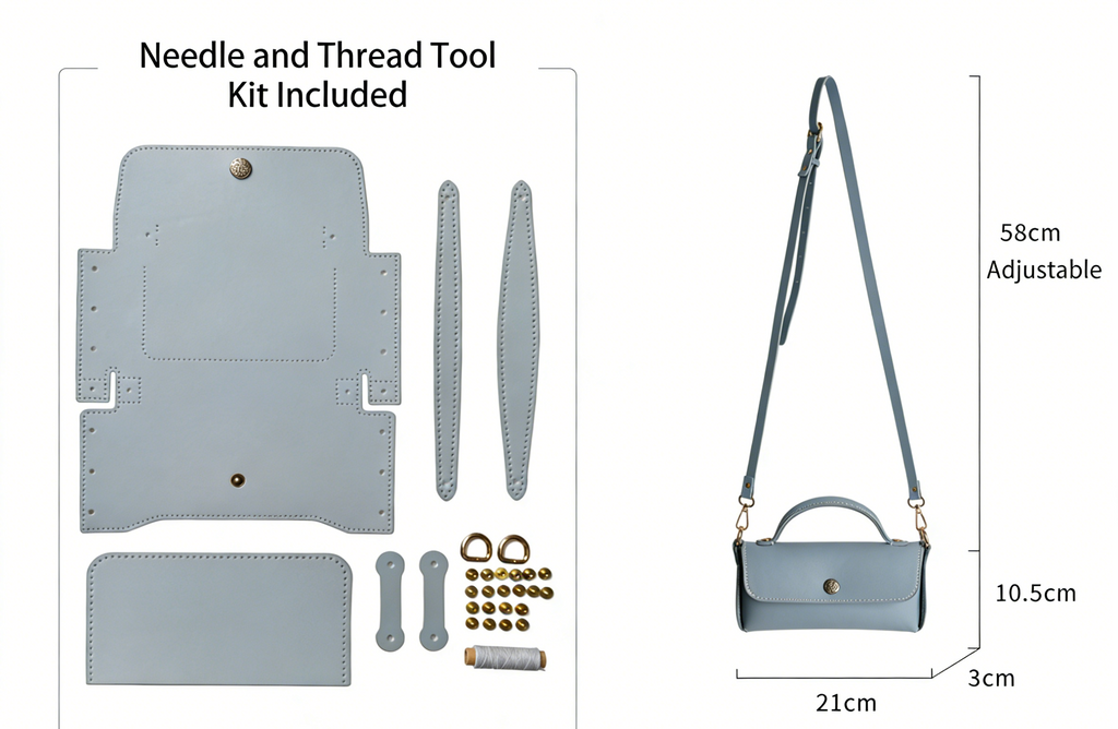 DIY PU Leather Handbag Kit | Beginner-Friendly Crossbody & Handheld Craft Set with Video Tutorial