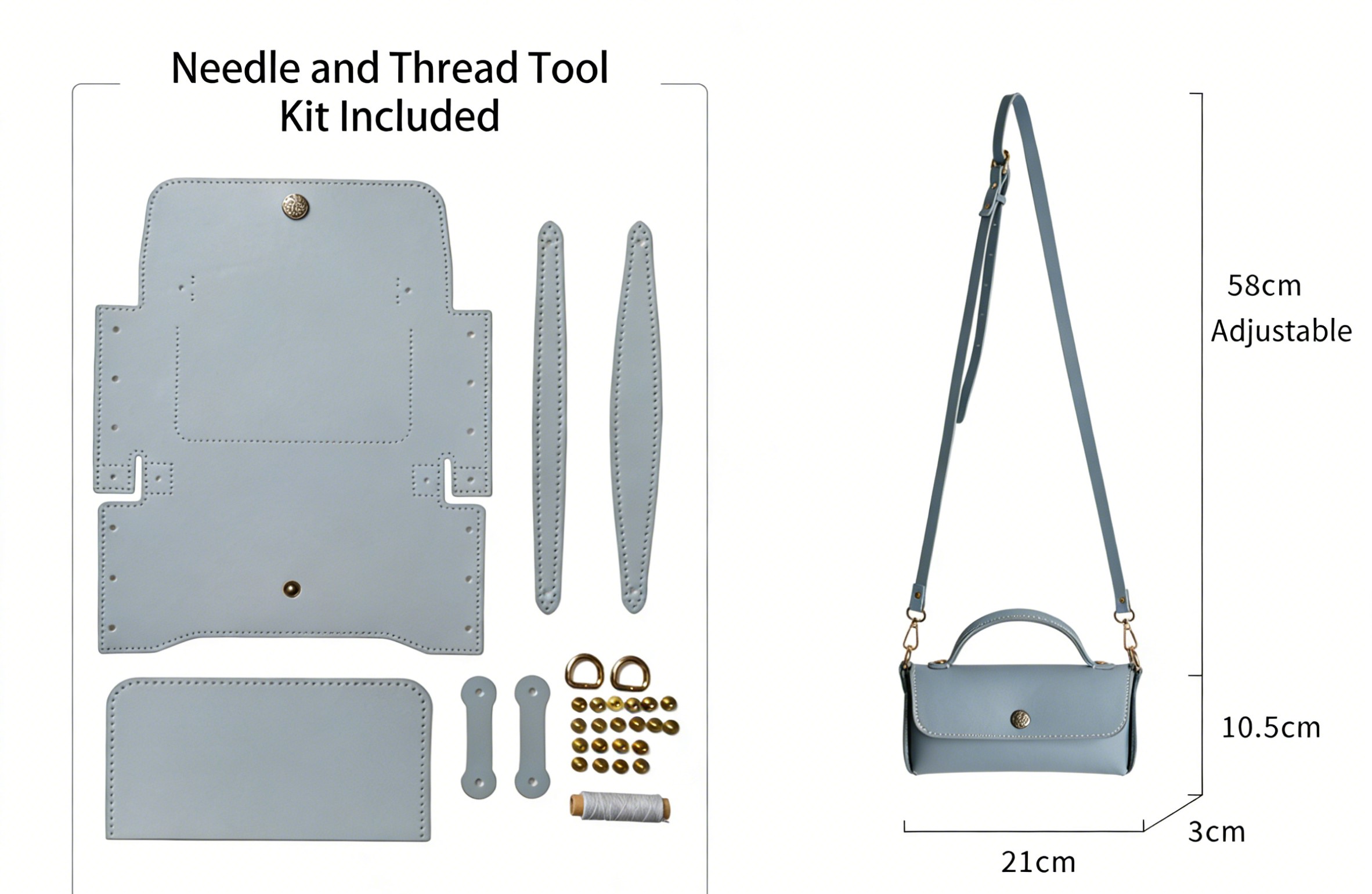 DIY PU Leather Handbag Kit | Beginner-Friendly Crossbody & Handheld Craft Set with Video Tutorial