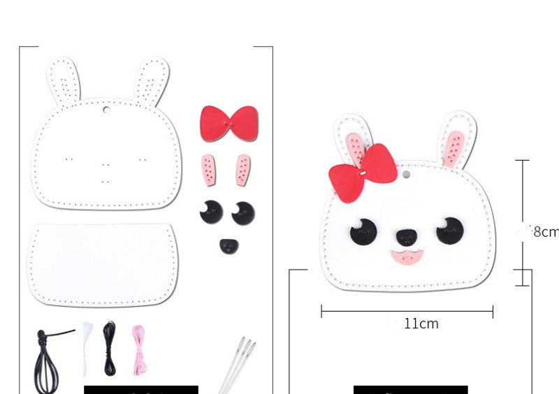 DIY Leather Animal Card Holder Kit | Handmade Cowhide Cute Wallet Craft Set for Beginners with Video Tutorial