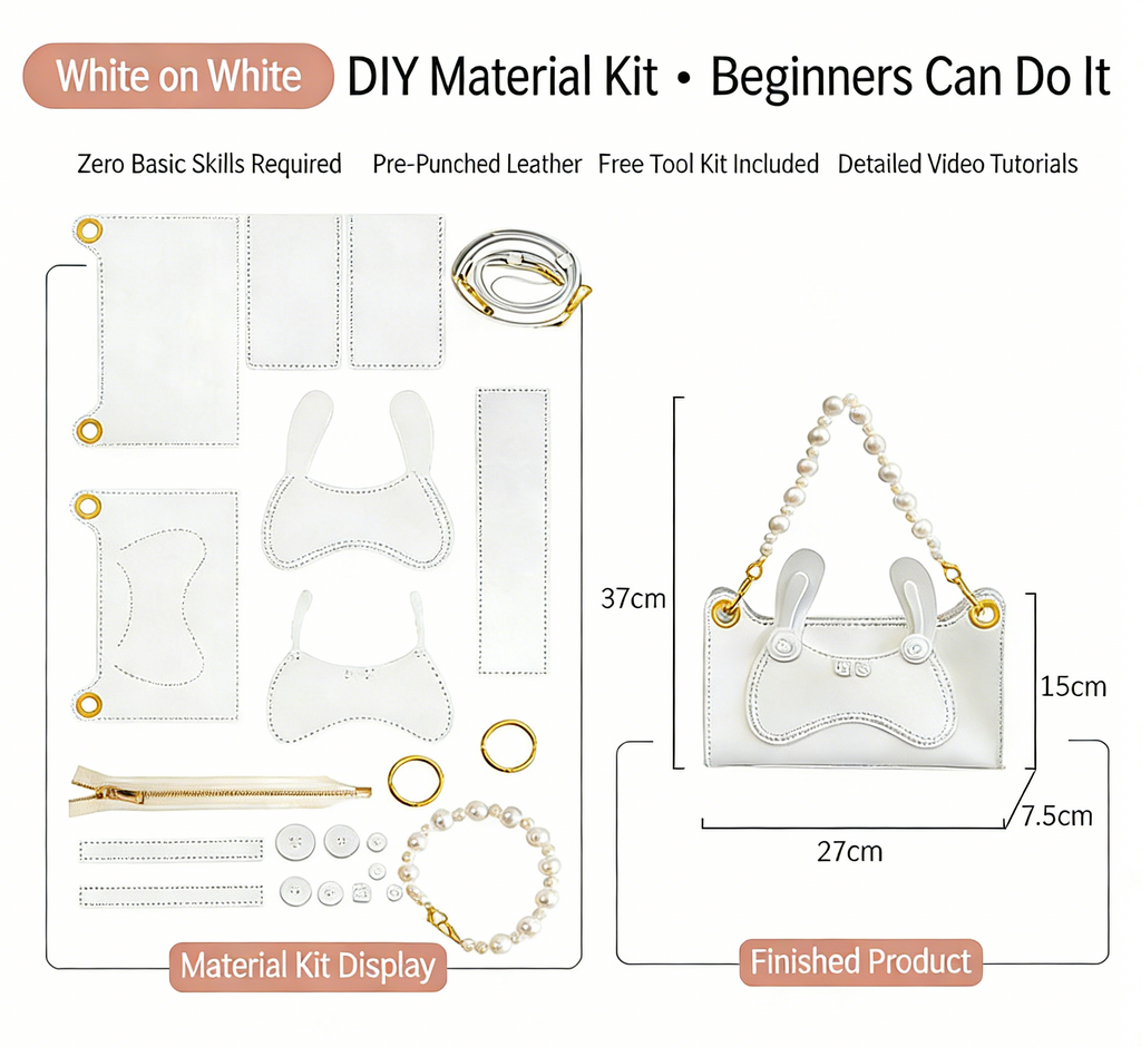 DIY Genuine Leather Shoulder Bag Kit – Handmade Cowhide Crossbody Bag Craft Set for Beginners with Video Tutorial (Elegant Daily Style, Multi Colors)