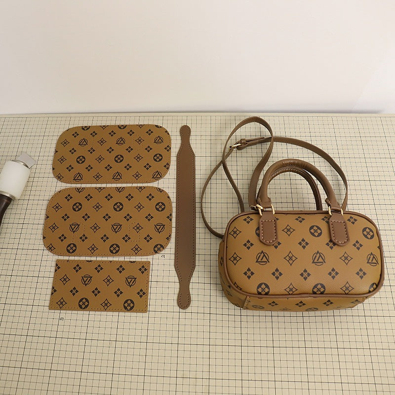 DIY PU Leather Handbag Kit for Beginners – Pre-Cut Sewing Craft Set with Video Tutorial, Elegant Crossbody Shoulder & Handheld Bag DIY Kit